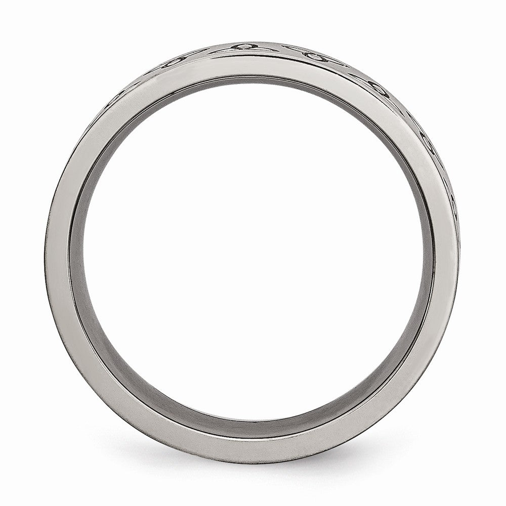 Chisel Titanium Flat Engraved Trinity Symbol Brushed 6mm Wedding Band