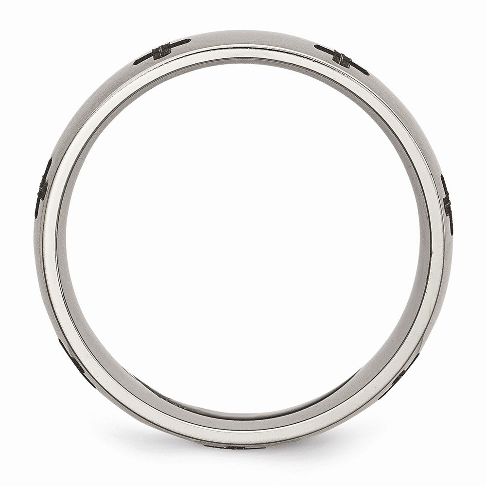 Chisel Titanium 8mm Laser Design Brushed Wedding Band