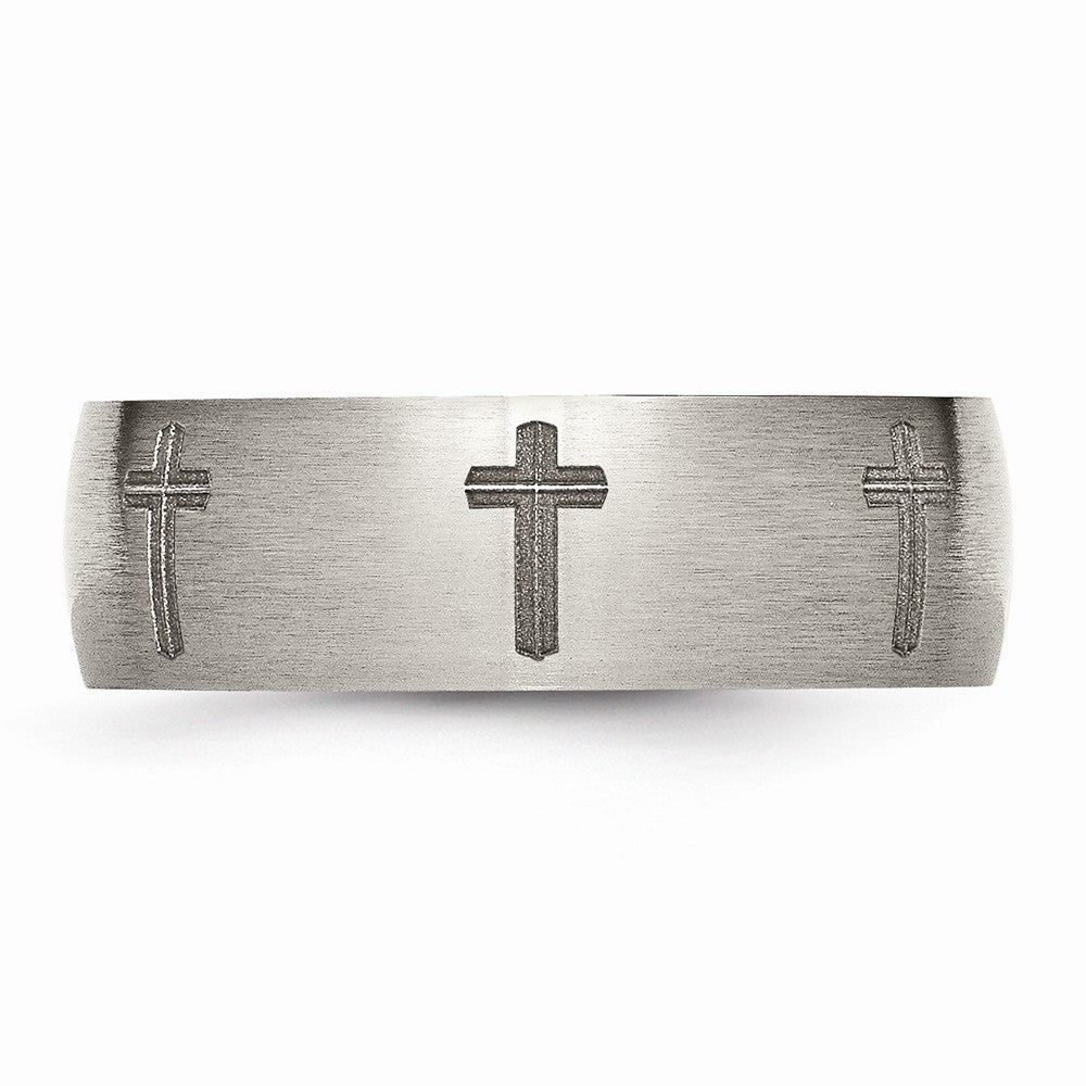 Chisel Titanium 8mm Laser Design Brushed Wedding Band