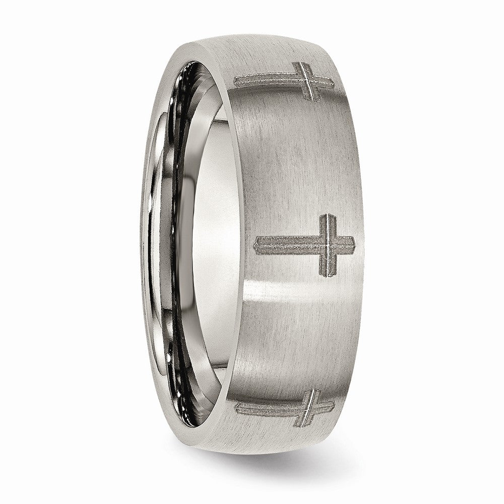 Chisel Titanium 8mm Laser Design Brushed Wedding Band