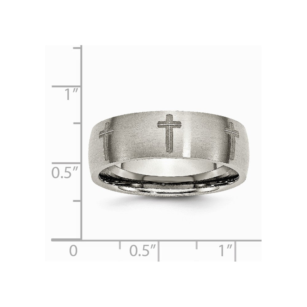 Chisel Titanium 8mm Laser Design Brushed Wedding Band