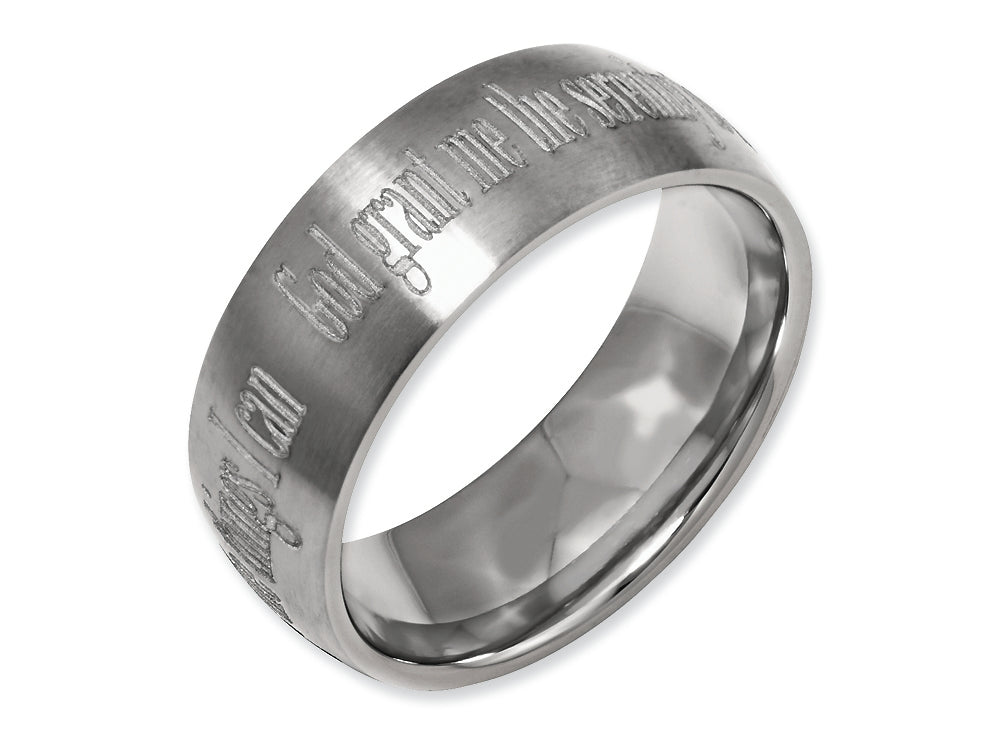 Chisel Titanium 8mm Laser Design Brushed Wedding Band