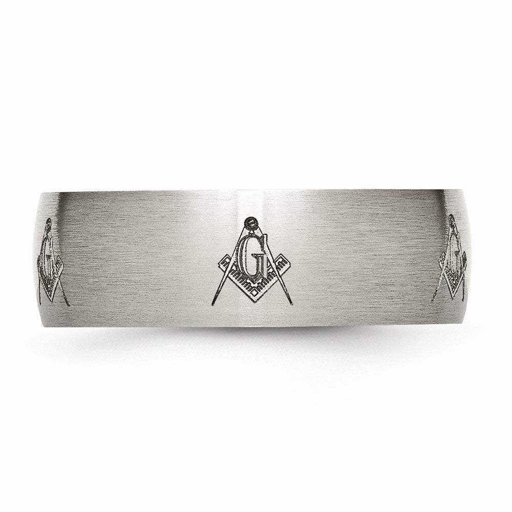 Chisel Titanium 8mm Laser Design Brushed Wedding Band
