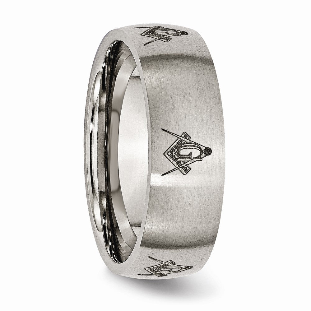 Chisel Titanium 8mm Laser Design Brushed Wedding Band