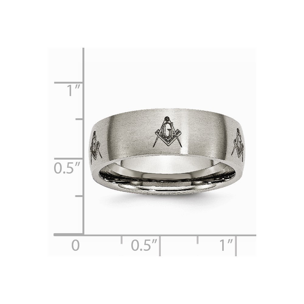 Chisel Titanium 8mm Laser Design Brushed Wedding Band