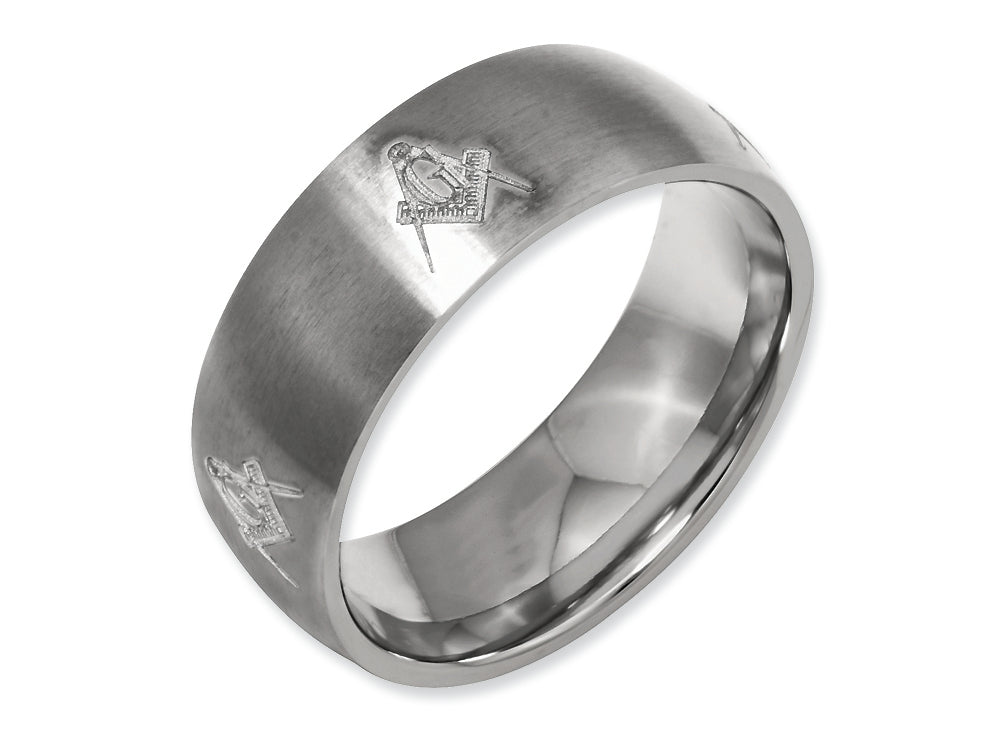 Chisel Titanium 8mm Laser Design Brushed Wedding Band