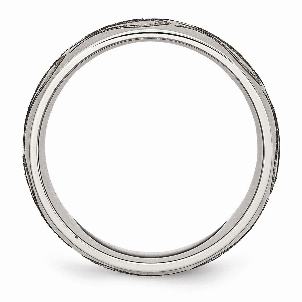 Chisel Titanium 8mm Laser Design Brushed Wedding Band
