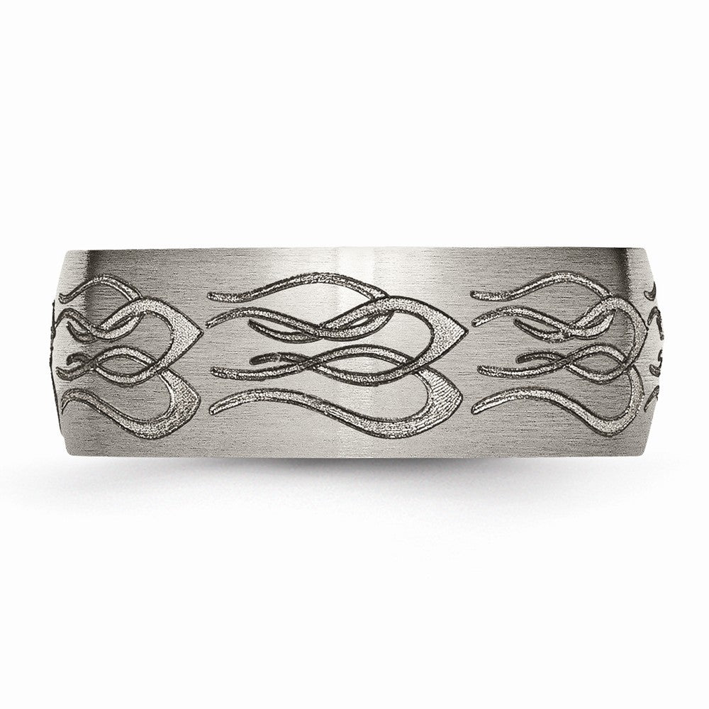 Chisel Titanium 8mm Laser Design Brushed Wedding Band