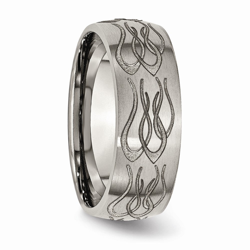Chisel Titanium 8mm Laser Design Brushed Wedding Band
