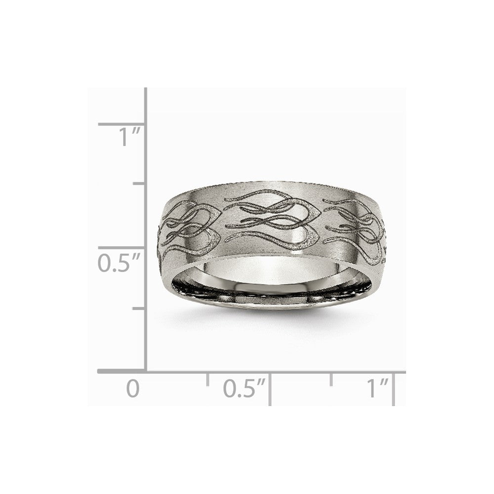 Chisel Titanium 8mm Laser Design Brushed Wedding Band