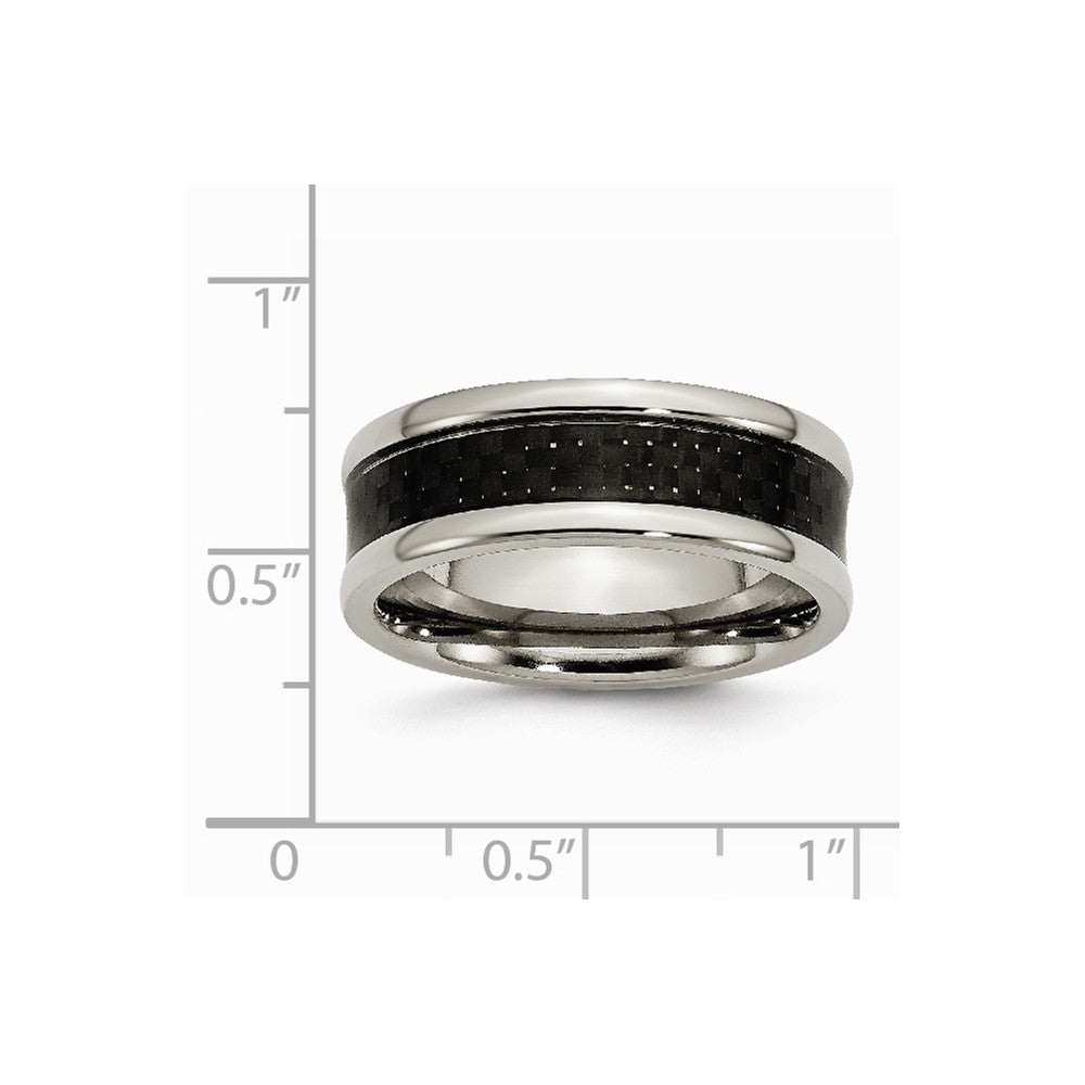 Chisel Titanium Black Carbon Fiber 8mm Polished Wedding Band