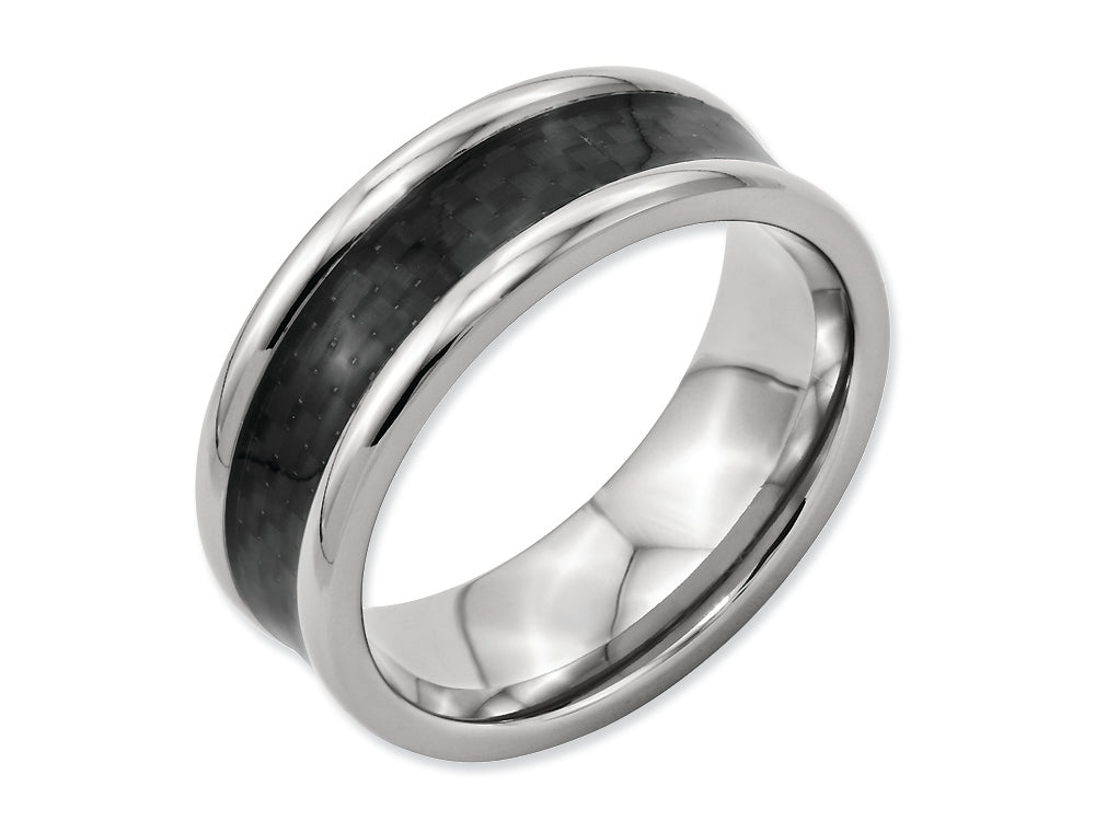 Chisel Titanium Black Carbon Fiber 8mm Polished Wedding Band