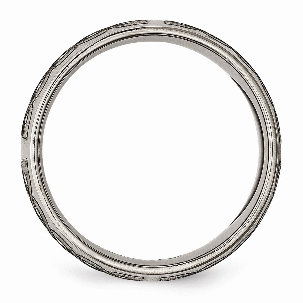 Chisel Titanium 8mm Laser Design Polished Wedding Band