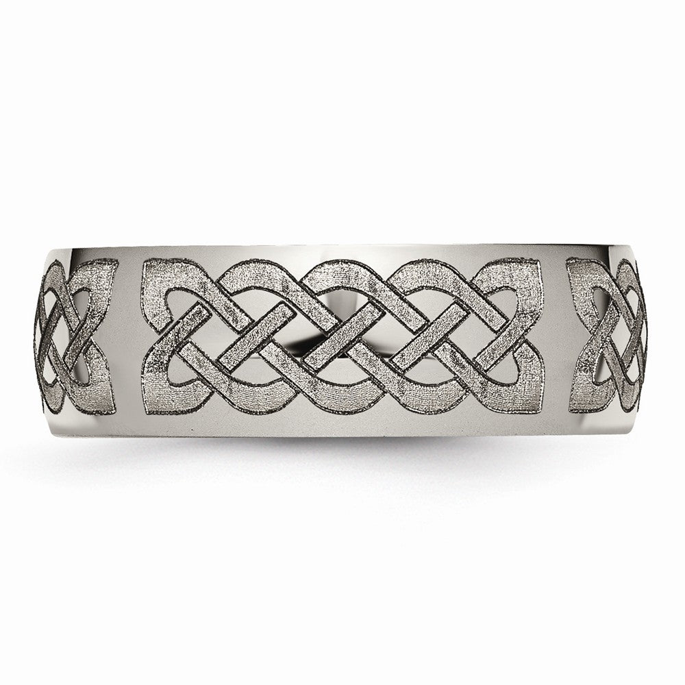 Chisel Titanium 8mm Laser Design Polished Wedding Band