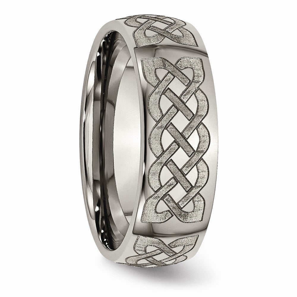 Chisel Titanium 8mm Laser Design Polished Wedding Band