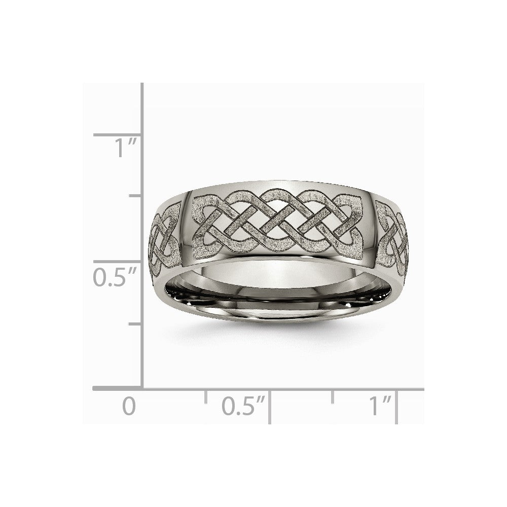 Chisel Titanium 8mm Laser Design Polished Wedding Band