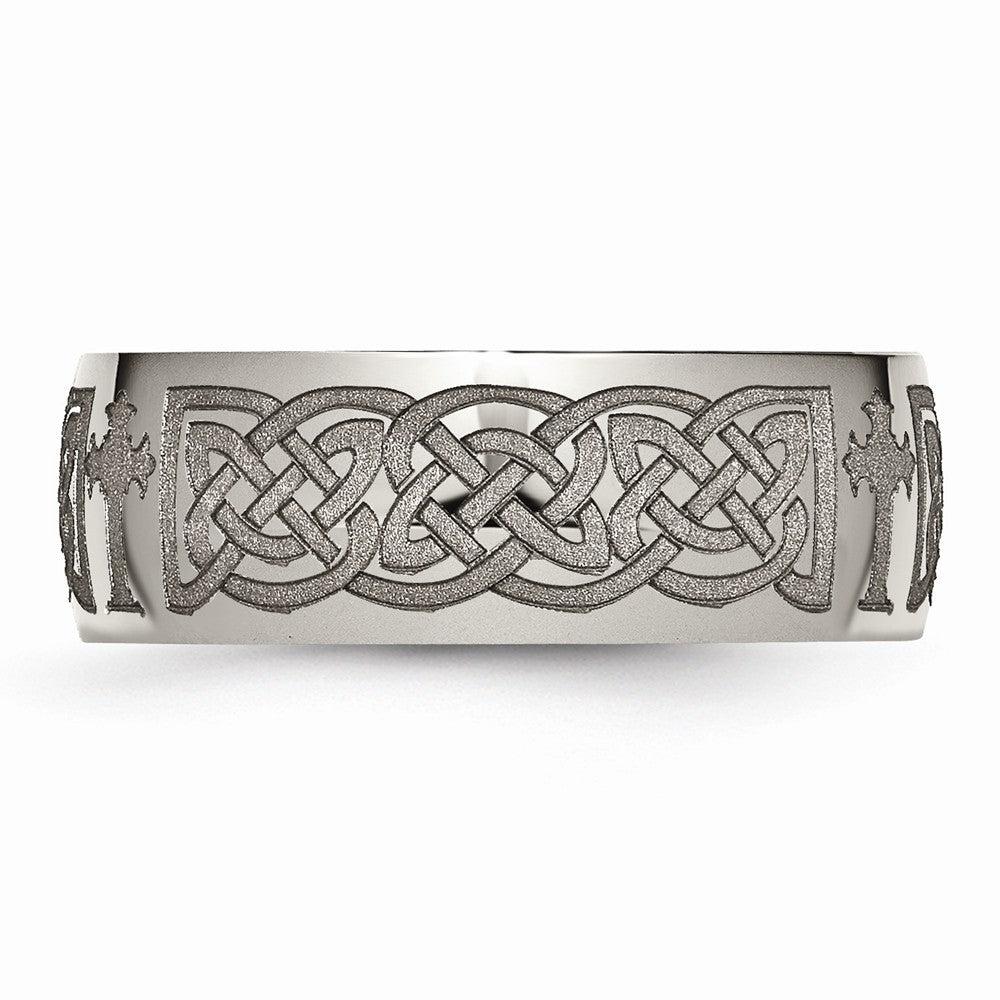 Chisel Titanium 8mm Laser Design Polished Wedding Band