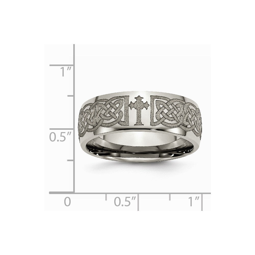 Chisel Titanium 8mm Laser Design Polished Wedding Band