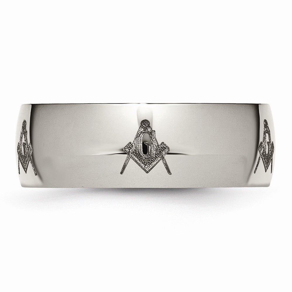 Chisel Titanium 8mm Laser Design Polished Wedding Band