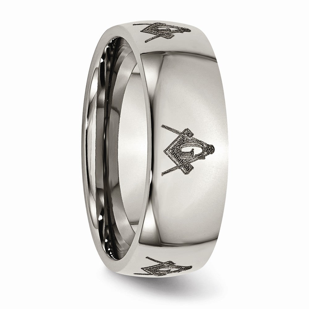 Chisel Titanium 8mm Laser Design Polished Wedding Band