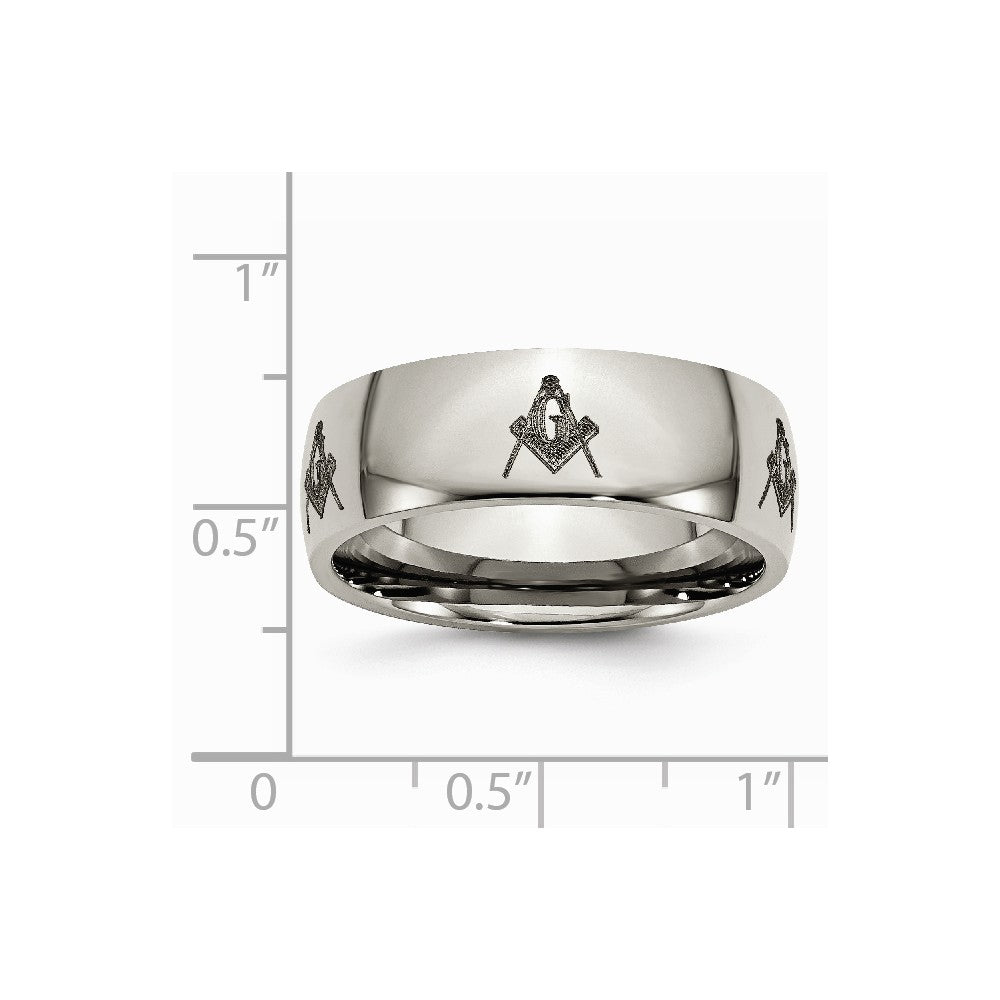 Chisel Titanium 8mm Laser Design Polished Wedding Band