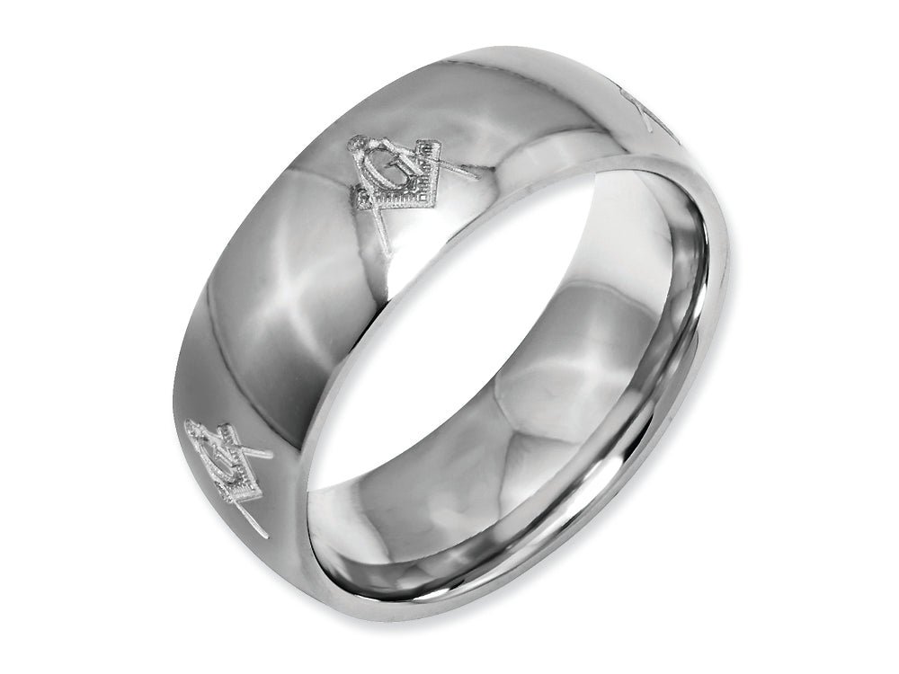 Chisel Titanium 8mm Laser Design Polished Wedding Band