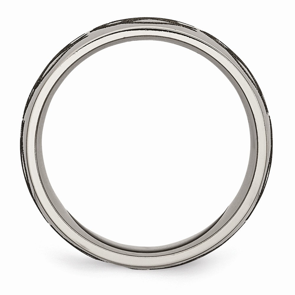 Chisel Titanium 8mm Laser Design Polished Wedding Band