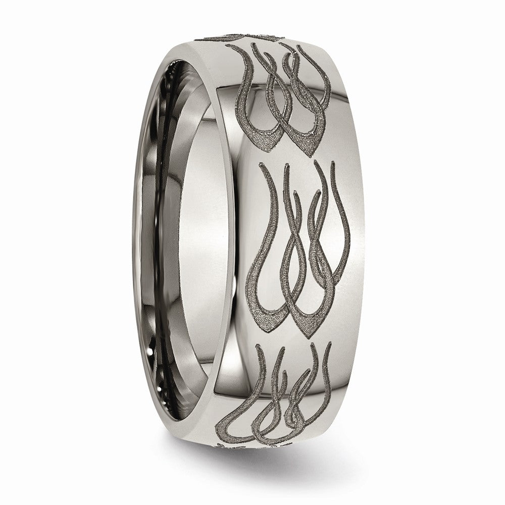 Chisel Titanium 8mm Laser Design Polished Wedding Band