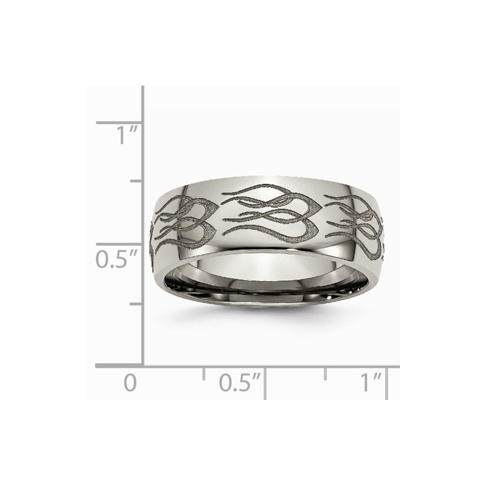 Chisel Titanium 8mm Laser Design Polished Wedding Band