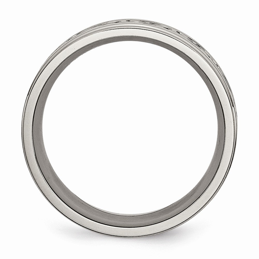 Chisel Titanium 9mm Scroll Design Brushed And Polished Wedding Band