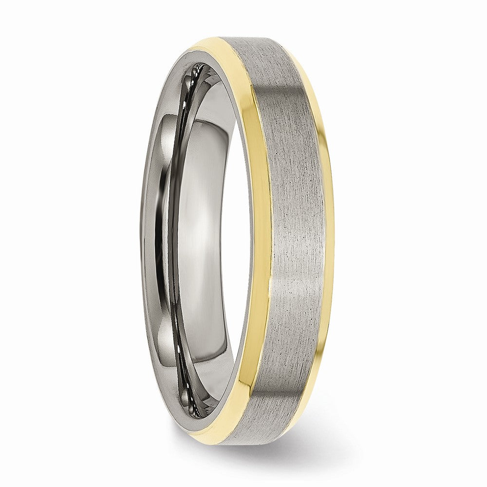 Chisel Titanium 5mm Yellow Ip-plated Beveled Edge Brushed/polished Wedding Band