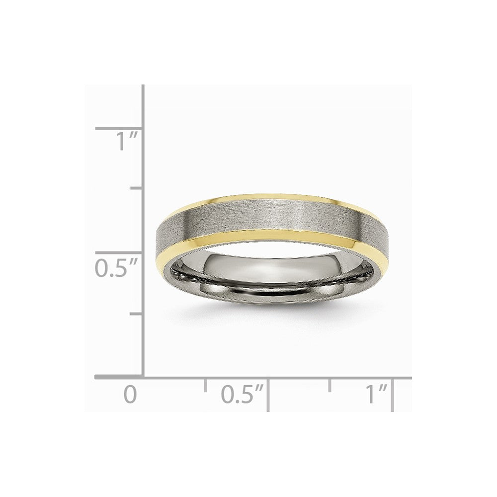 Chisel Titanium 5mm Yellow Ip-plated Beveled Edge Brushed/polished Wedding Band