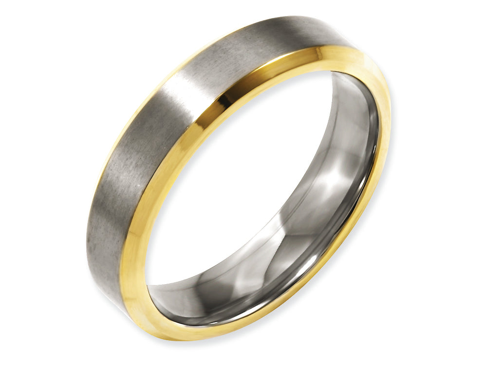 Chisel Titanium 5mm Yellow Ip-plated Beveled Edge Brushed/polished Wedding Band