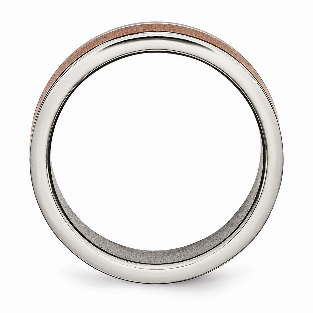 Chisel Titanium Grooved Edge 8mm Brown Ip-plated Brushed/polished Wedding Band