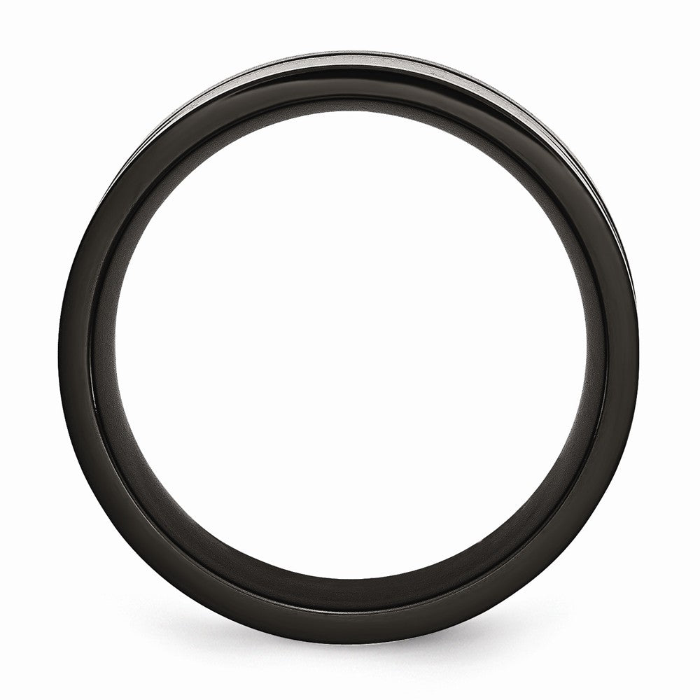 Chisel Titanium 9mm Black Ip-plated W/carbon Fiber Inlay Polished Wedding Band