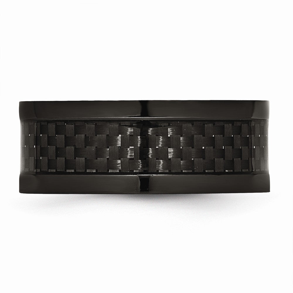 Chisel Titanium 9mm Black Ip-plated W/carbon Fiber Inlay Polished Wedding Band