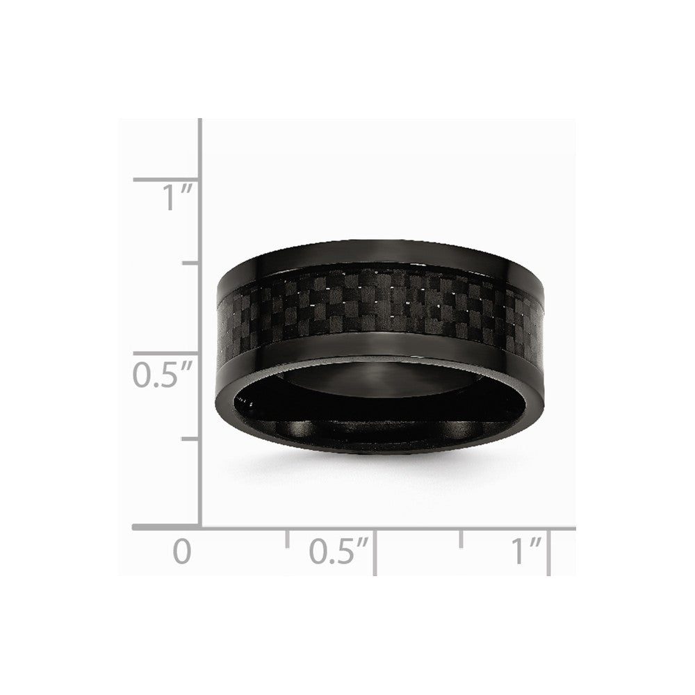 Chisel Titanium 9mm Black Ip-plated W/carbon Fiber Inlay Polished Wedding Band