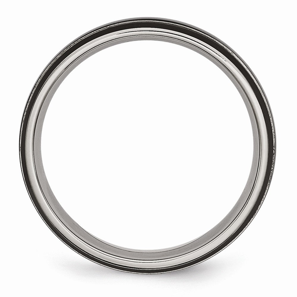Chisel Titanium Grooved 6mm Black Ip-plated Polished Wedding Band