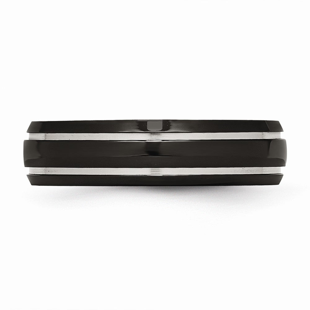 Chisel Titanium Grooved 6mm Black Ip-plated Polished Wedding Band