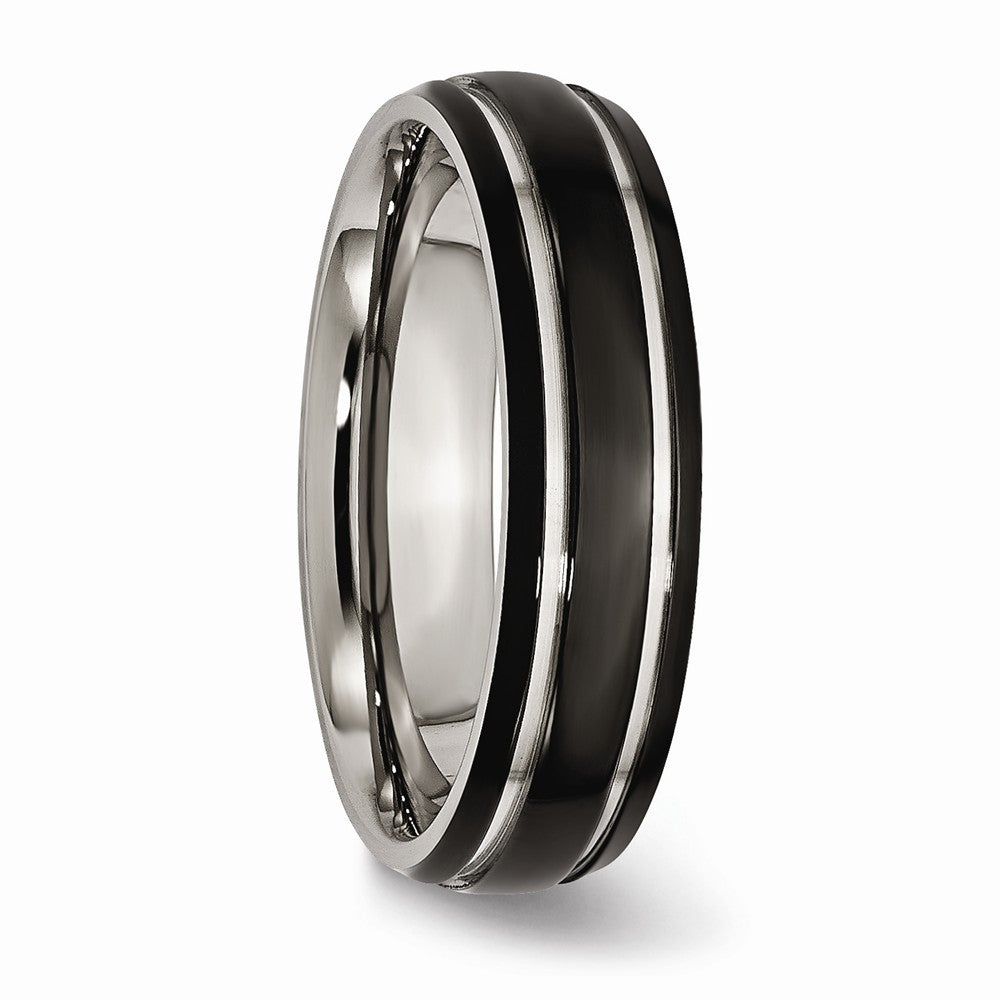 Chisel Titanium Grooved 6mm Black Ip-plated Polished Wedding Band