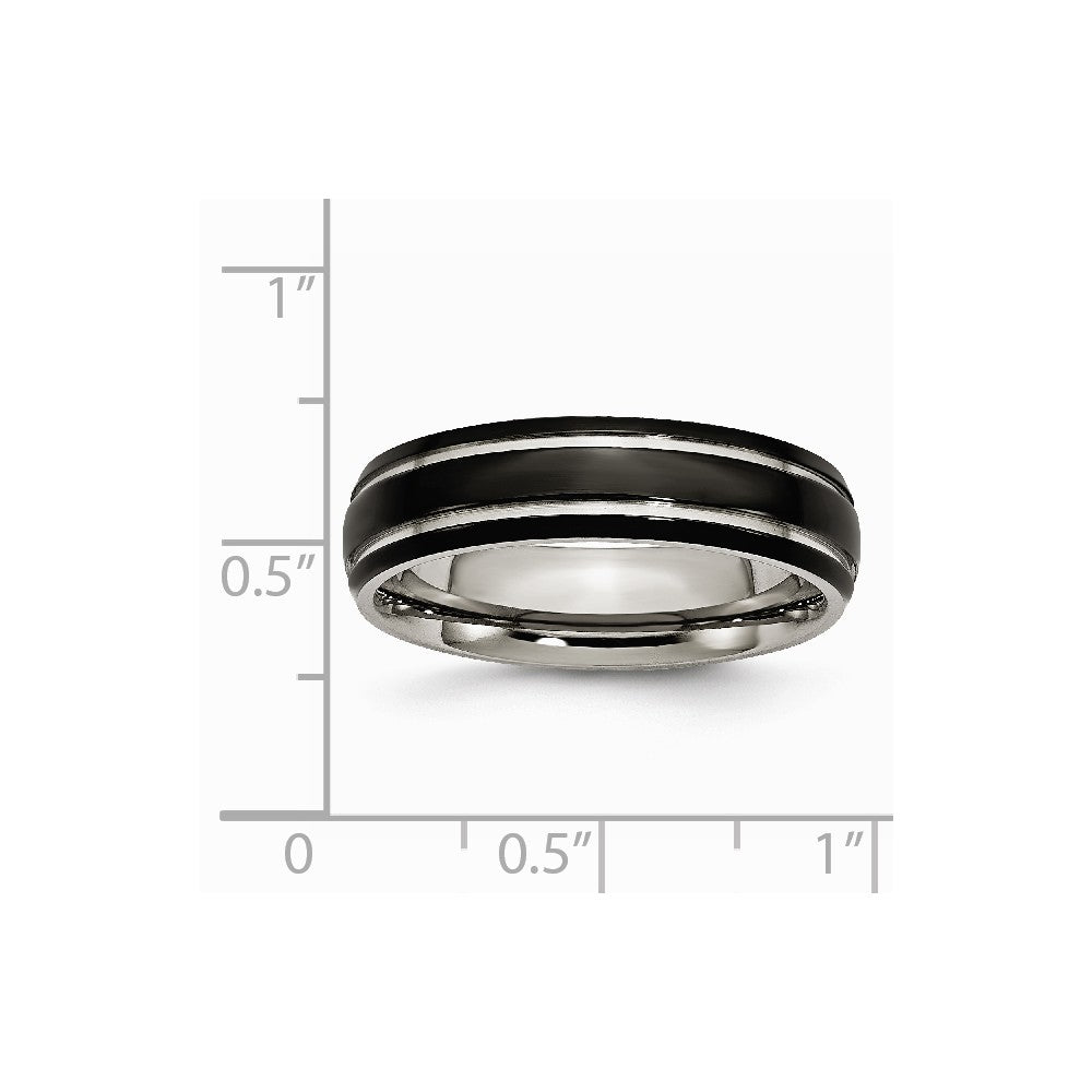 Chisel Titanium Grooved 6mm Black Ip-plated Polished Wedding Band
