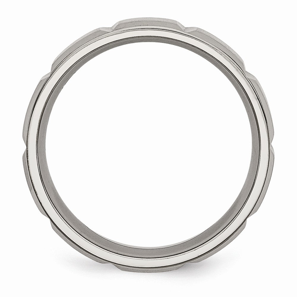 Chisel Titanium 6mm Grooved Satin And Polished Wedding Band