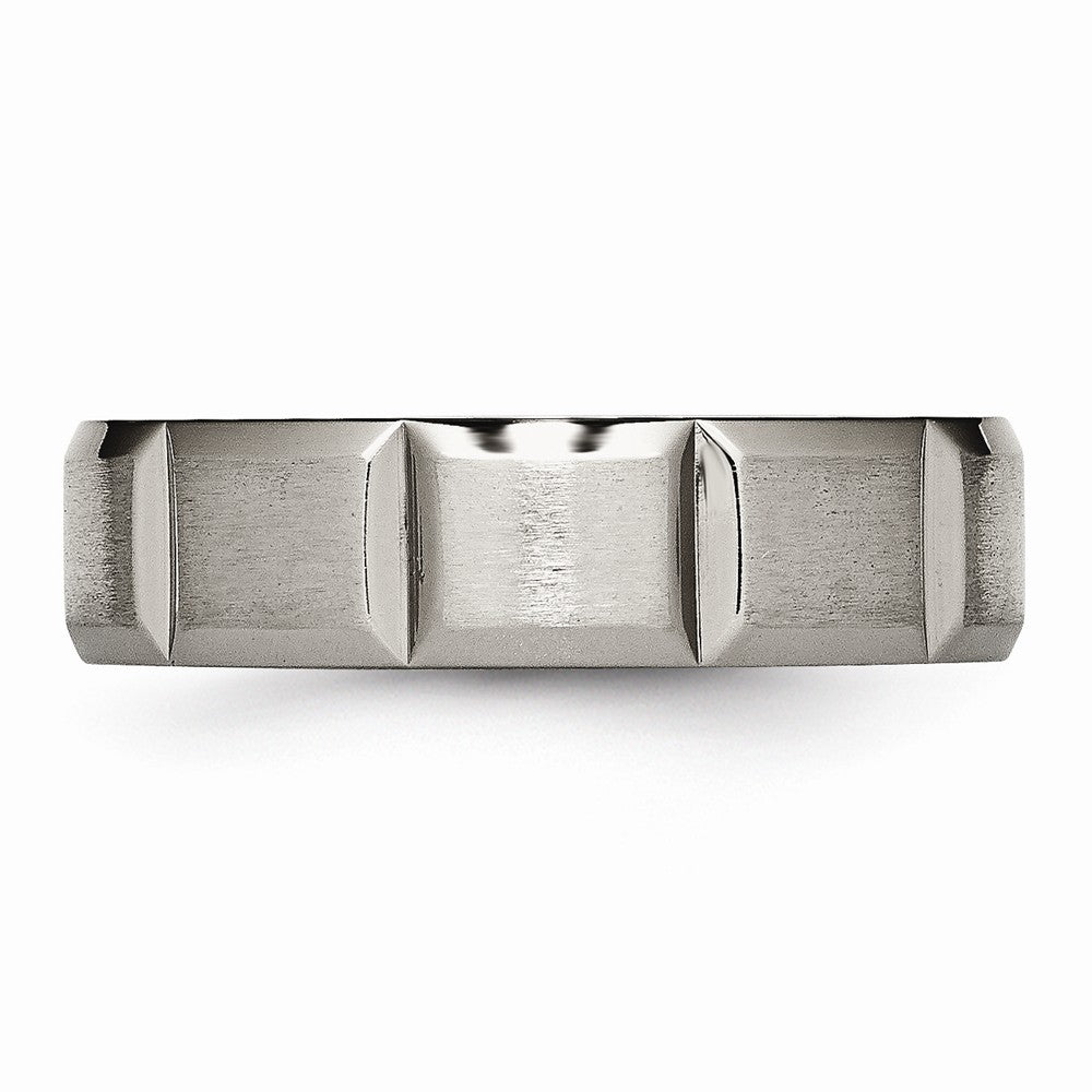 Chisel Titanium 6mm Grooved Satin And Polished Wedding Band