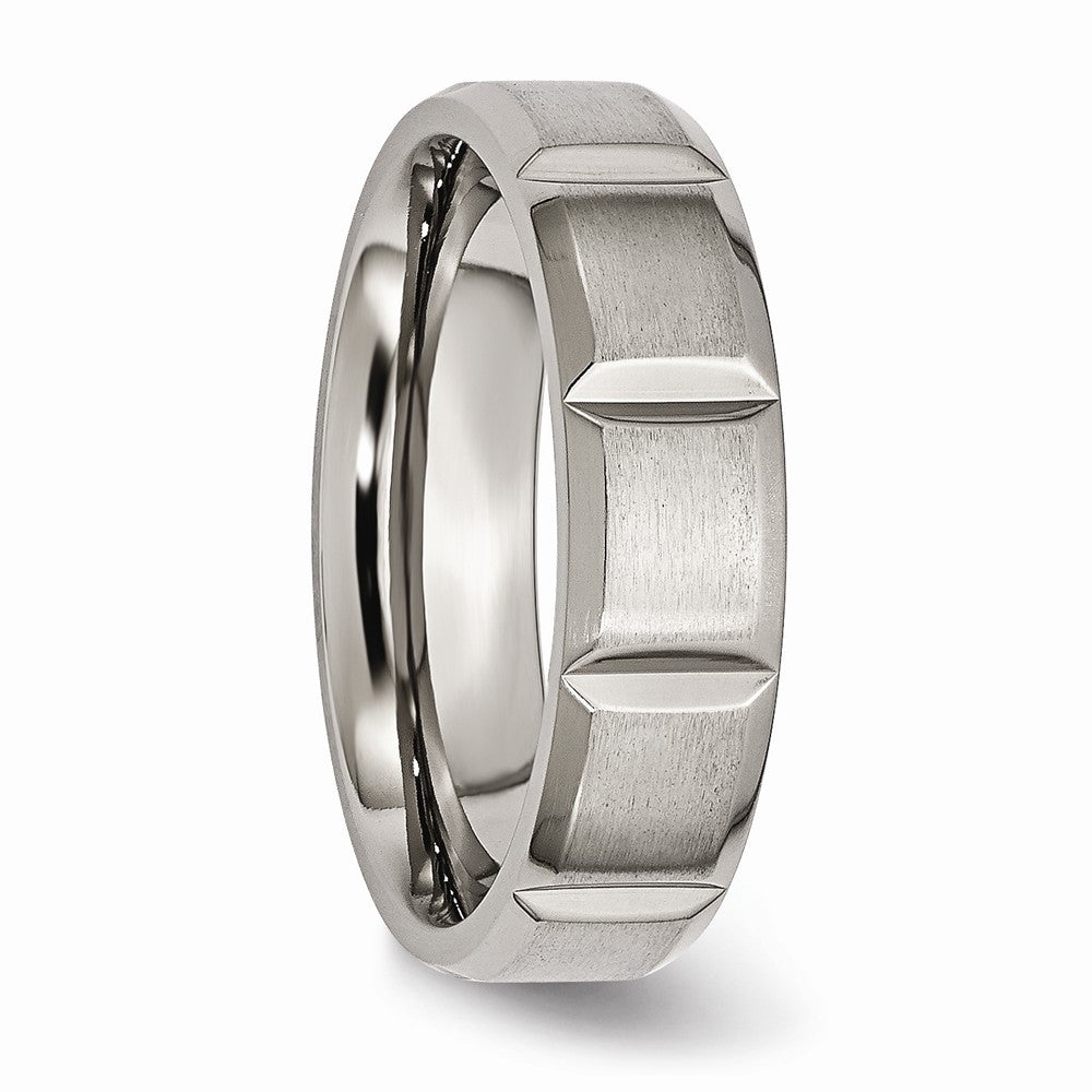 Chisel Titanium 6mm Grooved Satin And Polished Wedding Band