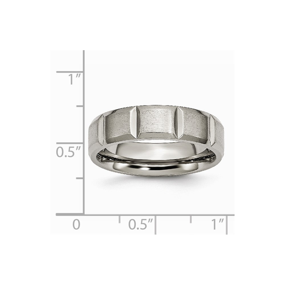 Chisel Titanium 6mm Grooved Satin And Polished Wedding Band