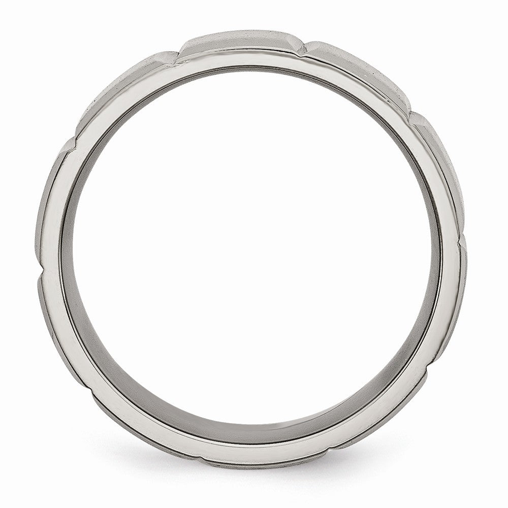Chisel Titanium 8mm Grooved Satin and Polished Wedding Band