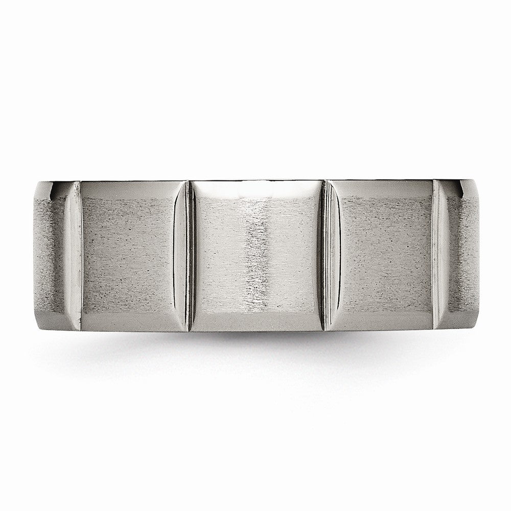 Chisel Titanium 8mm Grooved Satin and Polished Wedding Band