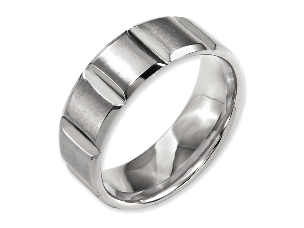 Chisel Titanium 8mm Grooved Satin and Polished Wedding Band