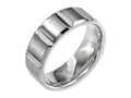 Chisel Titanium 8mm Grooved Satin and Polished Wedding Band
