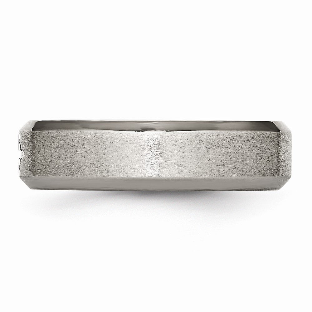 Chisel Titanium Cross Design 6mm Satin Beveled Edge Wedding Band
